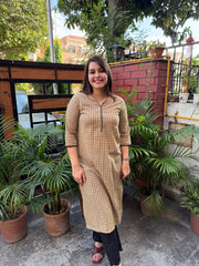 Beige black star geometric printed kurta