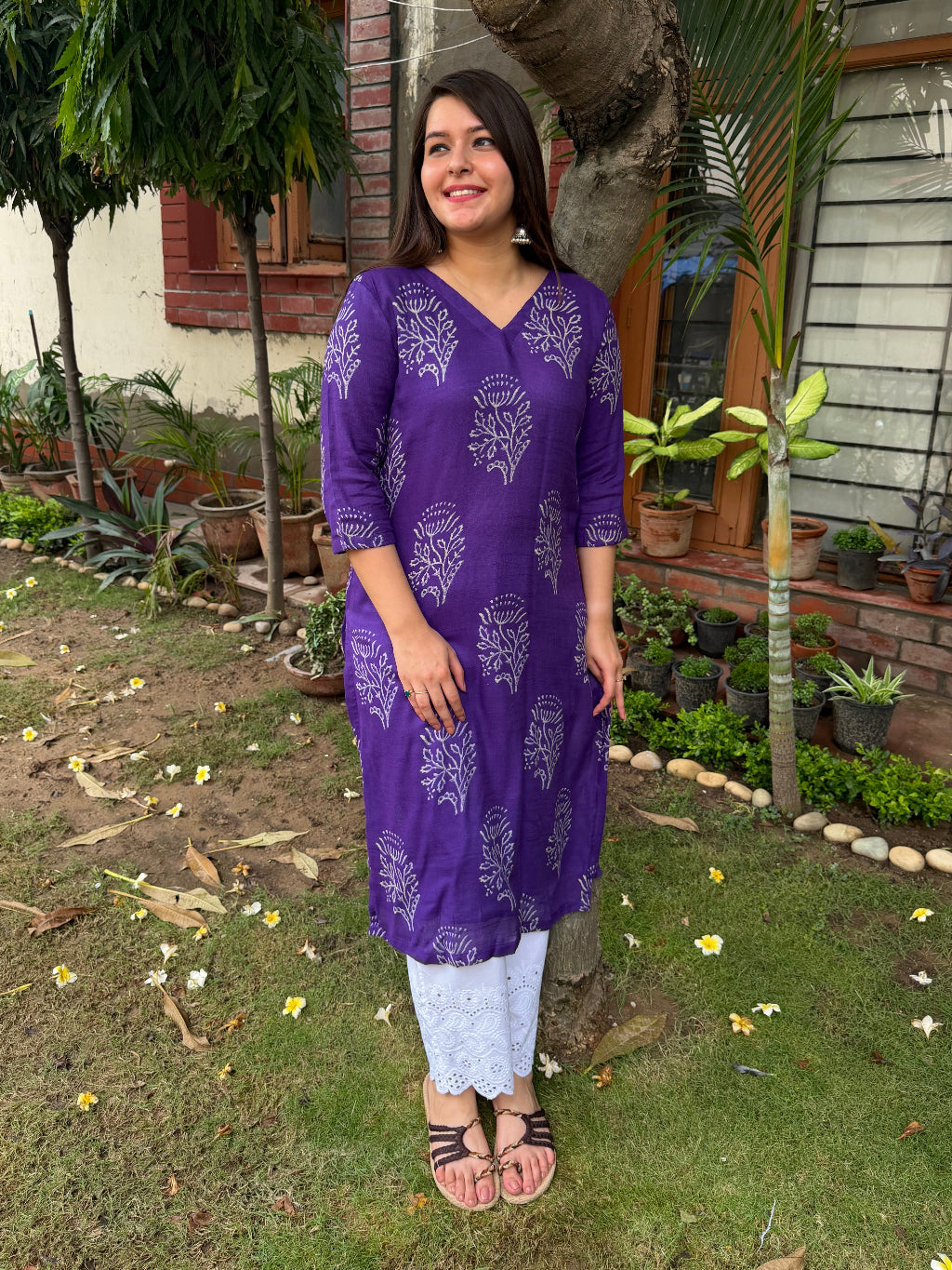 Purple Buta Kurta With Lining by Sanskritam