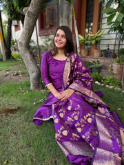 Purple Banarsi Silk Suit Set