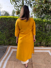 Mustard Full embroidered Long kurta