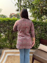 Cherry grey geometric kurti