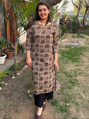 Ruhani Brown Rose Handblock Kurta
