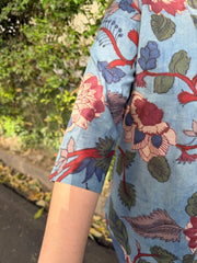 Dusty blue floral printed Shirt
