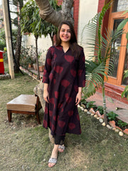 Dark Wine Slub Aline Kurta
