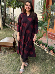 Dark Wine Slub Aline Kurta