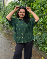 Green handblock shirt