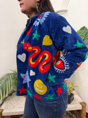 Blue abstract Suzani jacket