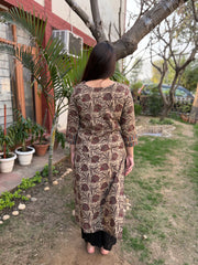 Ruhani Brown Rose Handblock Kurta