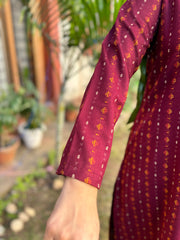 Maroon geometric woollen Kurta