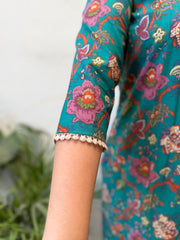Green Floral Lacework Suit Set