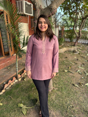 Onion pink Woollen short kurti