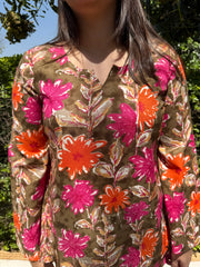 Mehendi floral Rayon short kurti