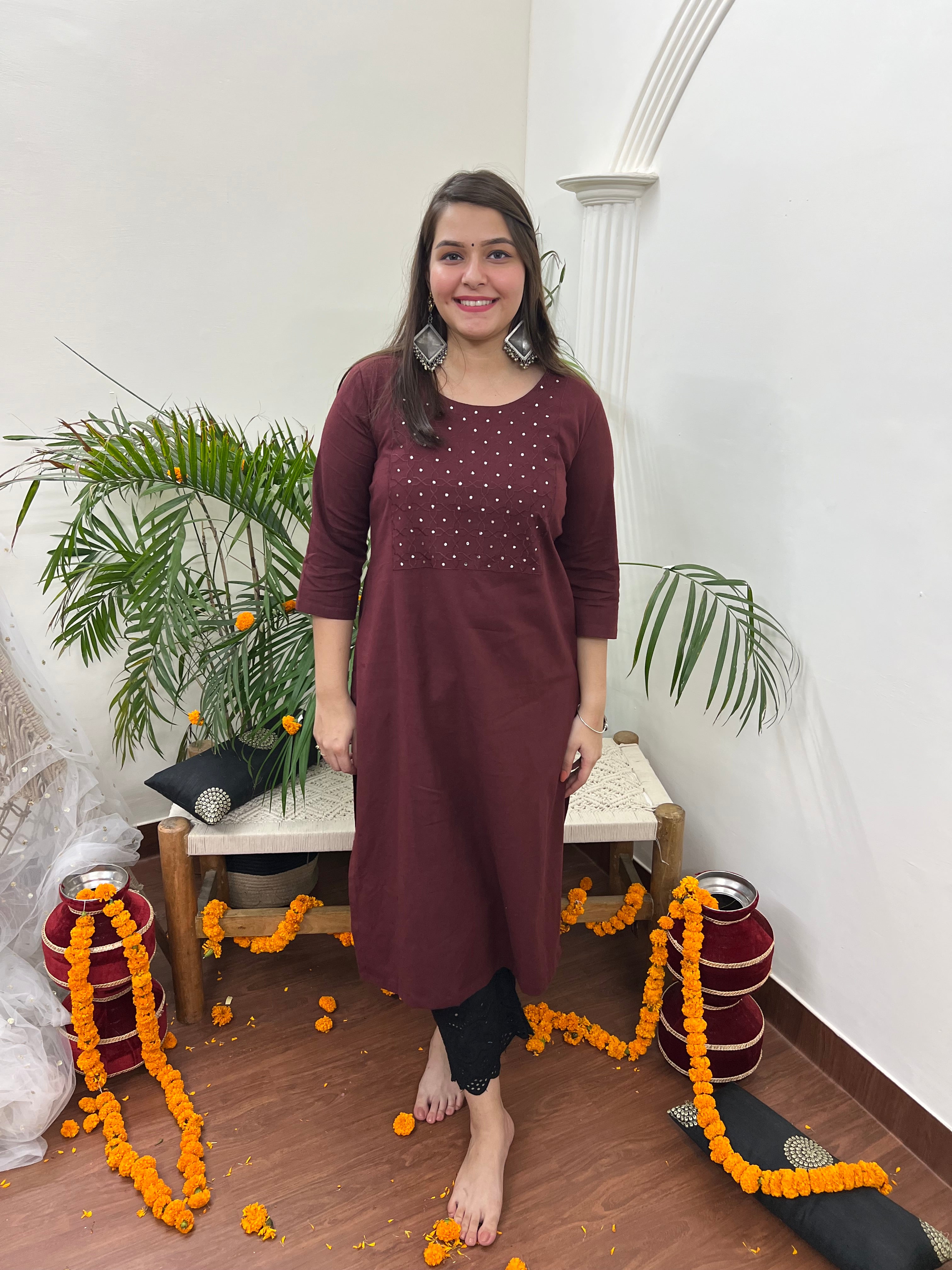 Coca cola mirror work embroidered kurta - MYSANSKRITAM