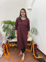 Coca cola mirror work embroidered kurta - MYSANSKRITAM