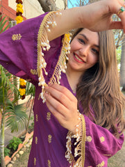 Purple embroidered coord set