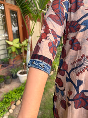 Beige big flower floral kurta