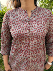 Cherry grey geometric kurti