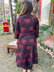 Dark Wine Slub Aline Kurta