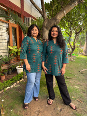 Peacock abstract short kurti