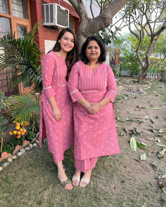 Pink buti south cotton coord set