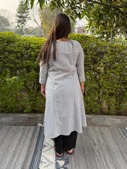 Grey Lines South Cotton A-line Kurta from the back by MySanskritam