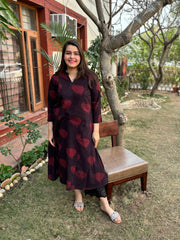 Dark Wine Slub Aline Kurta