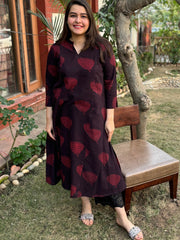 Dark Wine Slub Aline Kurta