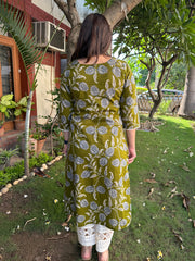 Mehendi Green Yoke Kurta from the back by Sanskritam