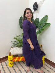 Purple embroidered suit set