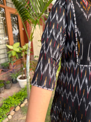 Black Ikkat Yoke Kurta