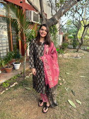 Grey Tussar Silk suit set