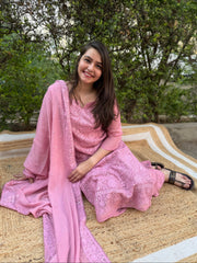 Rose pink Lucknowi Full suit set