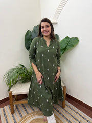 Leaf green embroidered Aline kurta