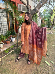 Mustard Tussar Silk suit set