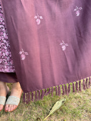 Purple embroidered Woollen full suit set