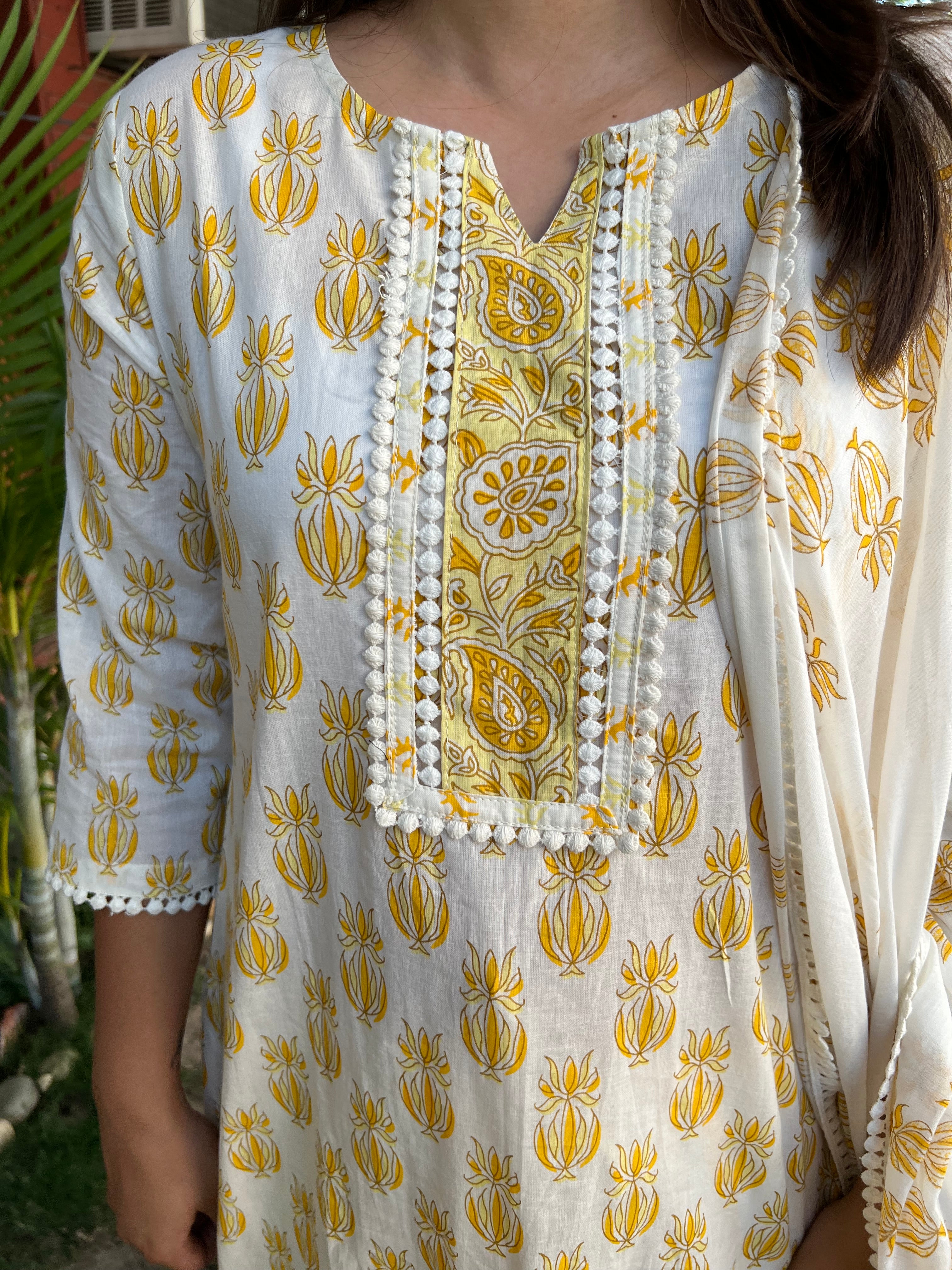 Lemon Buti lacework full suit set - MYSANSKRITAM