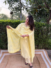 Lemon Kashmiri style embroidered full suit set
