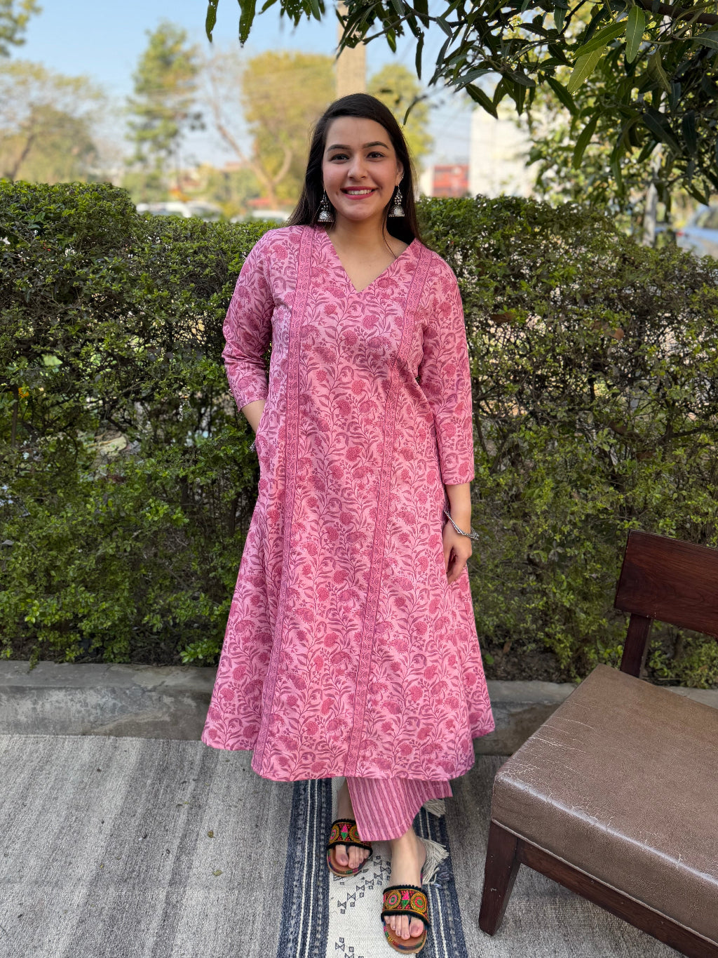 Pink Floral Aline Coord Set by MySanskritam