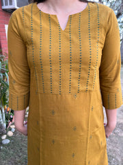 Mustard Mehendi Buti Coord Set
