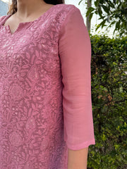 Rose pink Lucknowi Full suit set