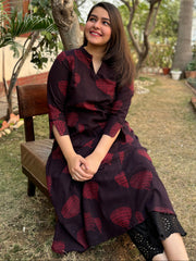 Dark Wine Slub Aline Kurta