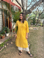 Haldi yellow geomtric kurta
