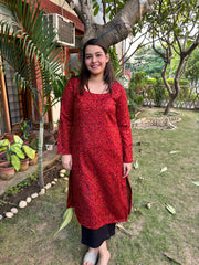 Red Floral woollen Kurta