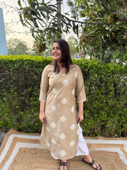 Beige Full embroidered Long kurta