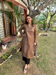 Cream floral woollen Kurta