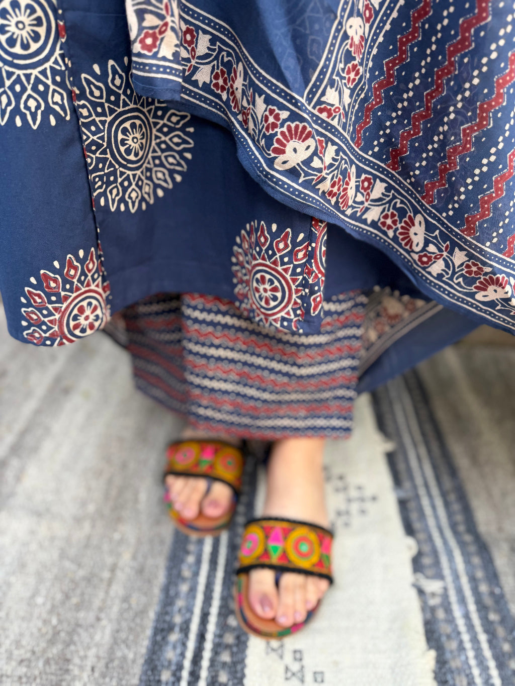 Indigo Big Circle Aline Suit Set Pants by MySanskritam