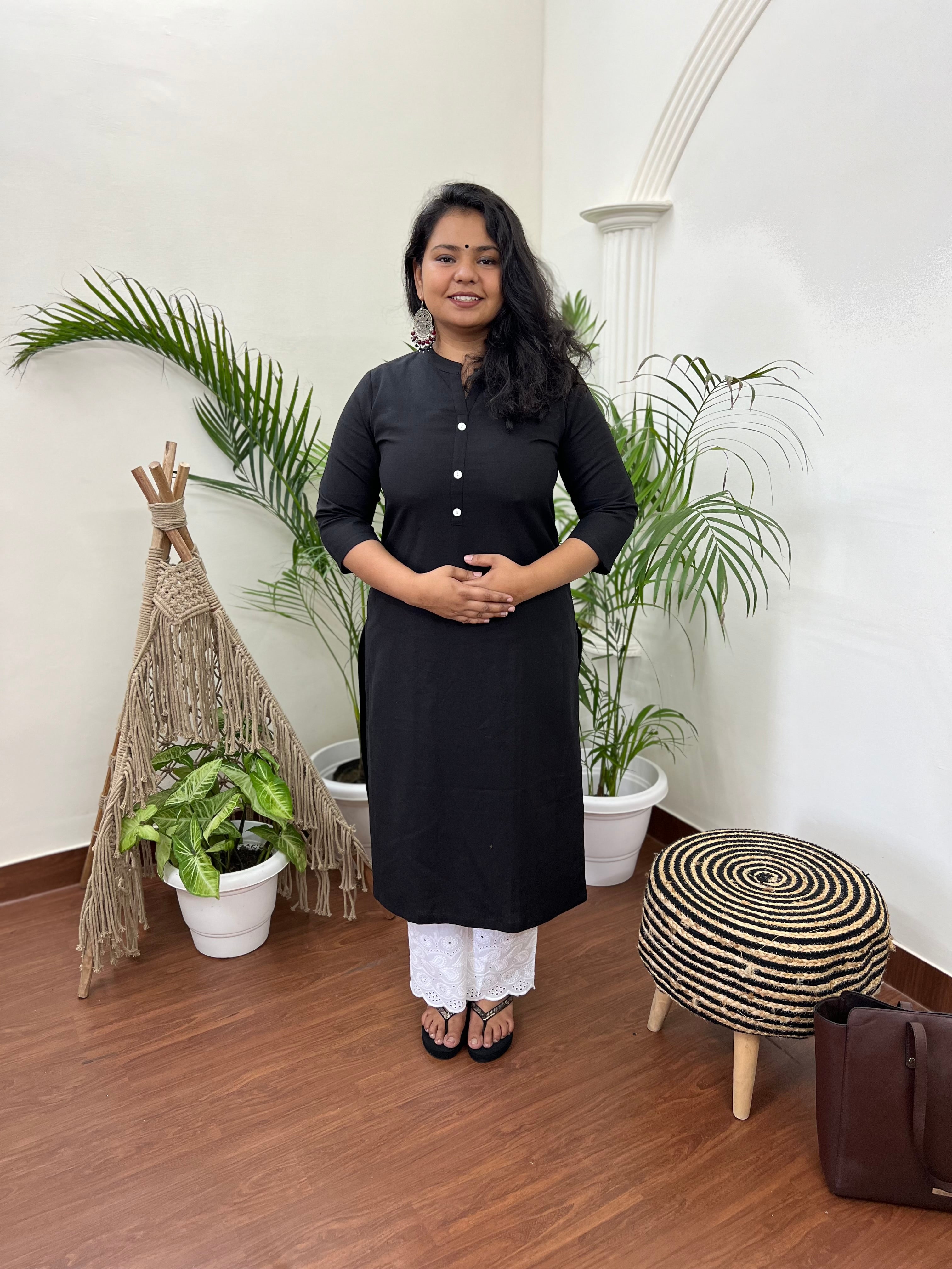 Black basic kurta - MYSANSKRITAM