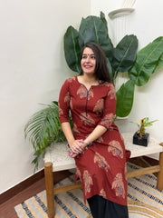 Brick red bunch print kurta