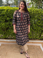 Black Kantha Ambi kurta