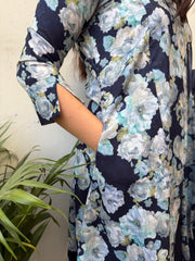 Blue Floral Aline suit set